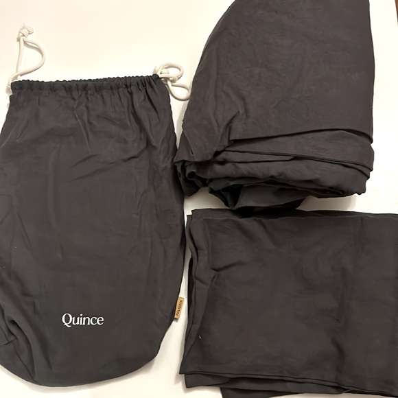 Quince European Linen Duvet Cover Set color: Charcoal size: full/queen - Picture 7 of 10